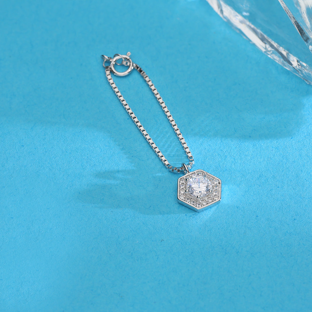 Modern Hexagon Silver Watch charms