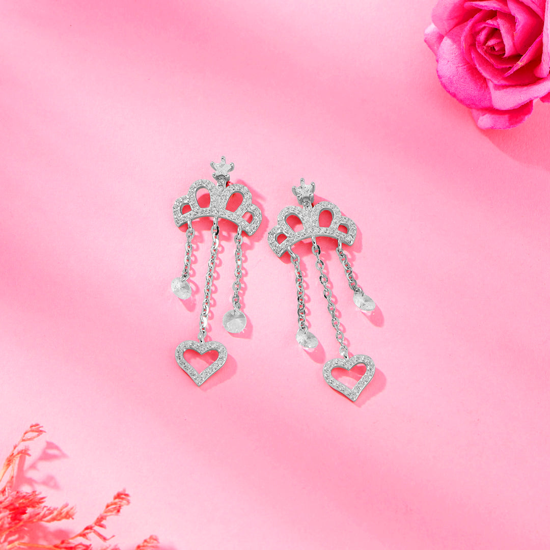 Heart's Royalty 925 Silver Earring For Woman