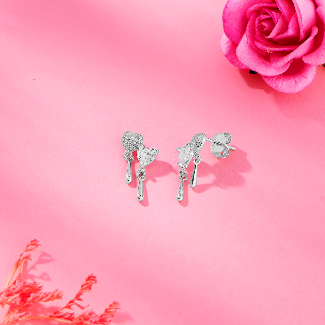 Flawless Heart Silver Earring For Woman
