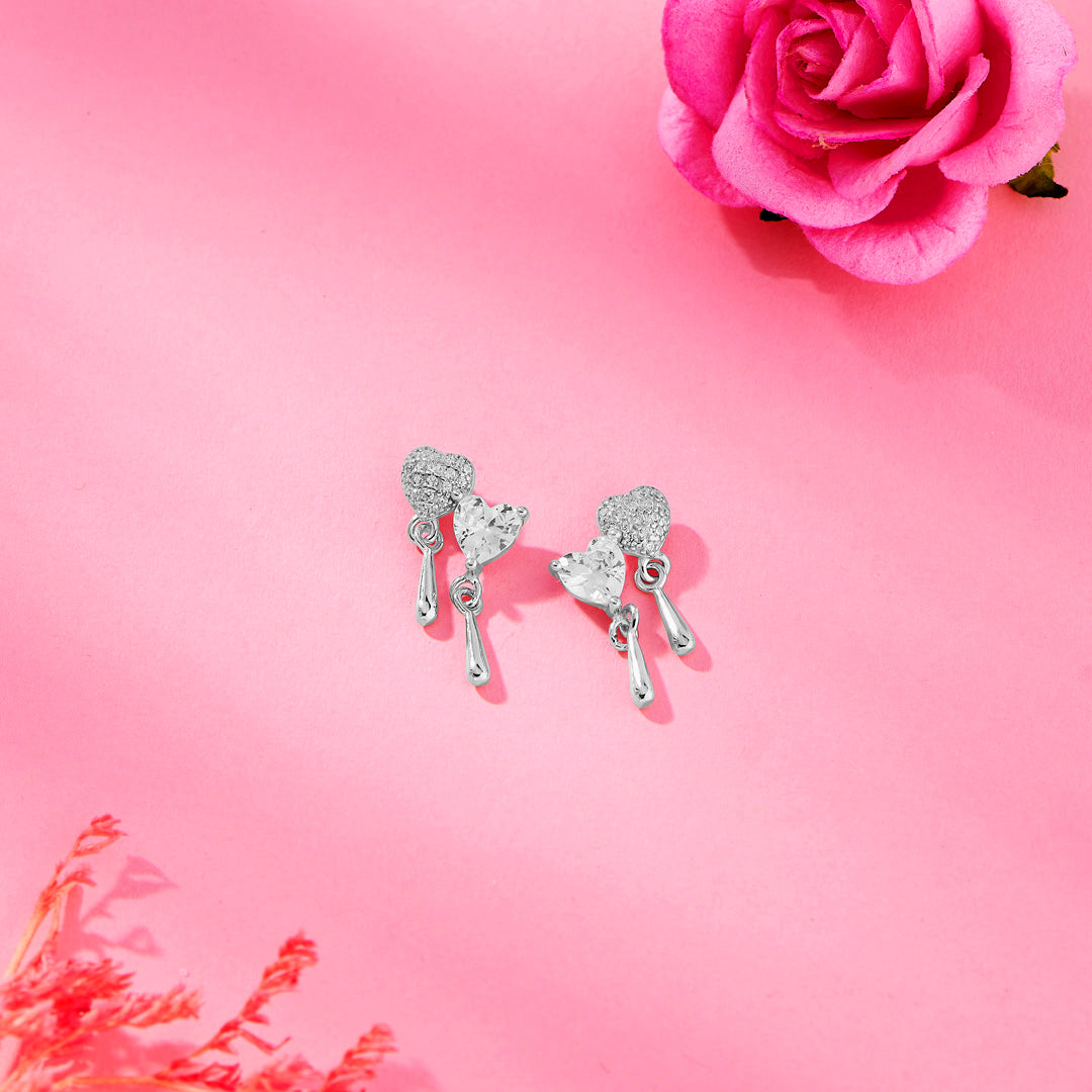 Flawless Heart Silver Earring For Woman