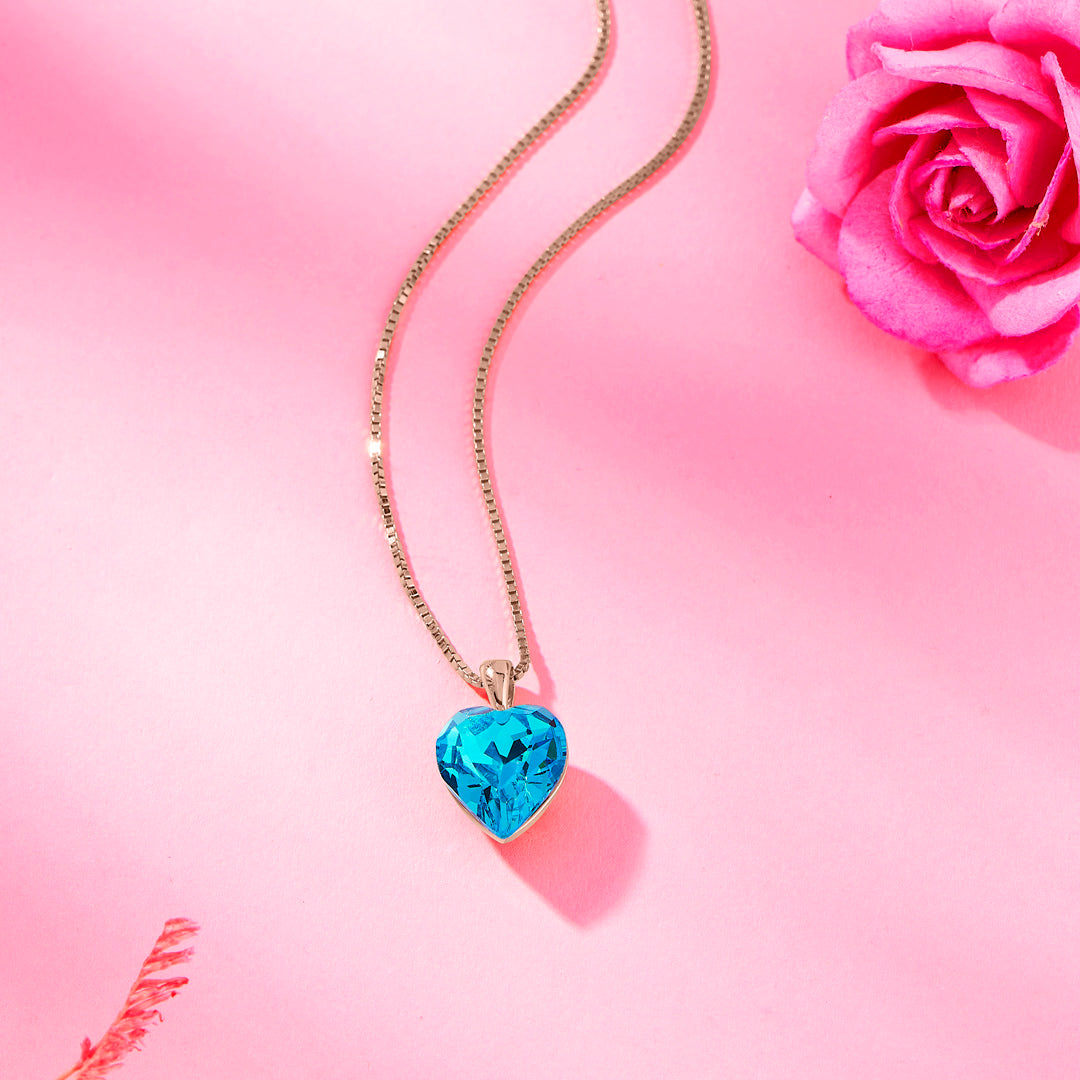 Crystal Sky Heart 925 Silver Necklace For Woman