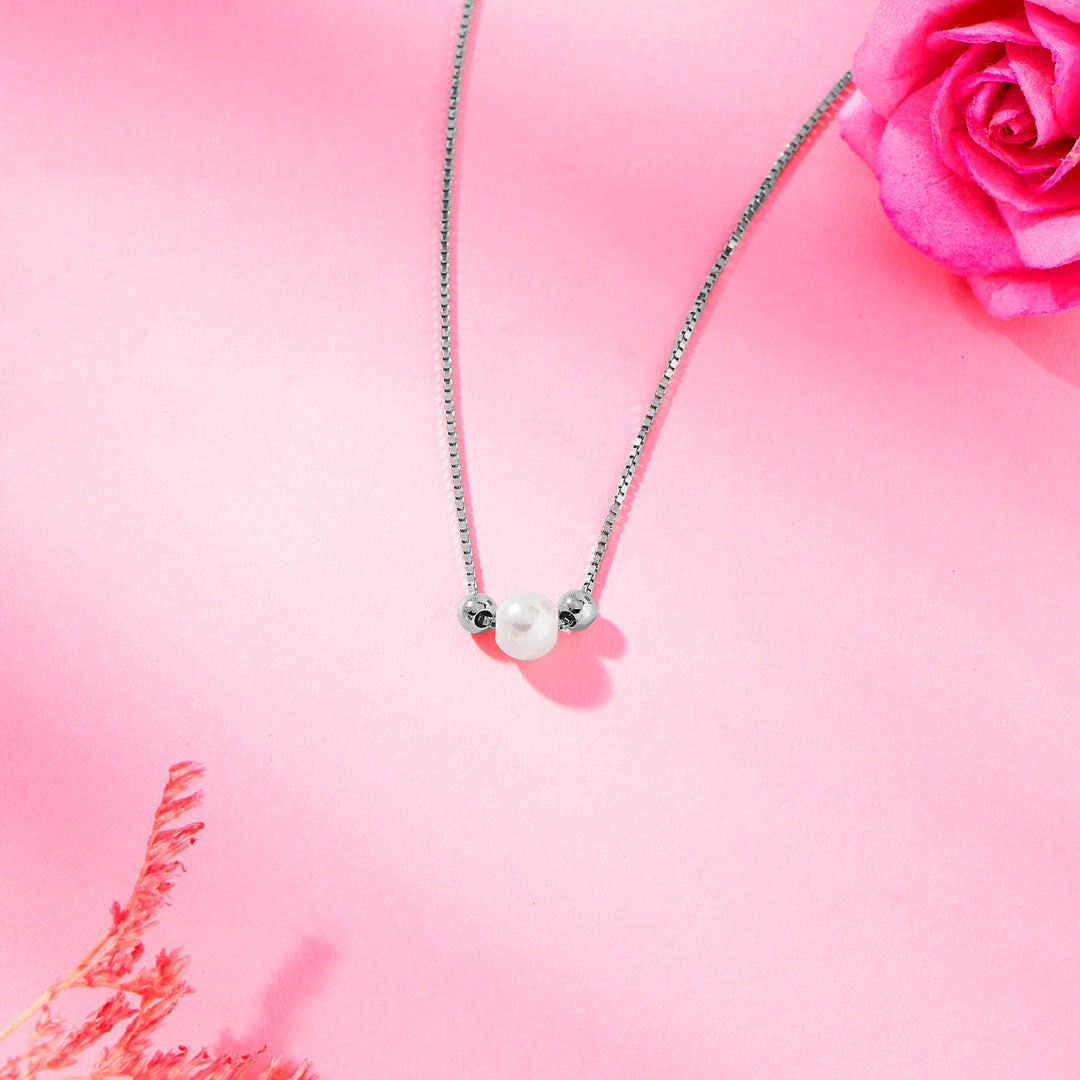 Pearl Heart Combo 925 Silver Necklace For Woman