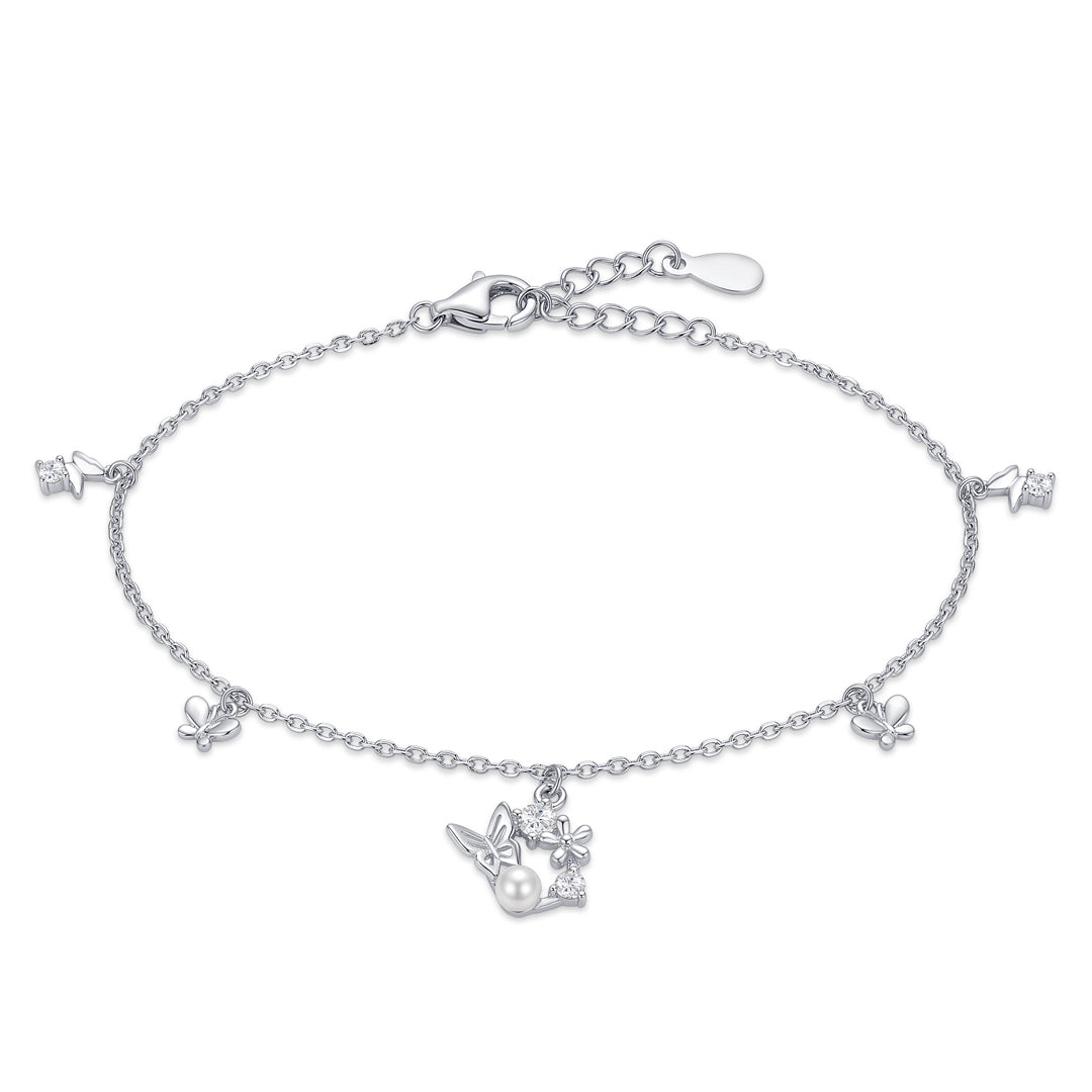 Butterfly Shimmer Silver Anklets