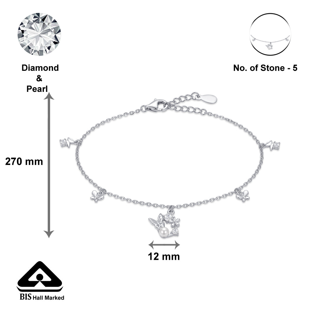 Butterfly Shimmer Silver Anklets