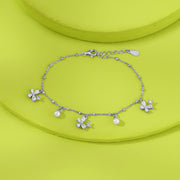 Pearls & Butterfly 
Flexible Silver Bracelet