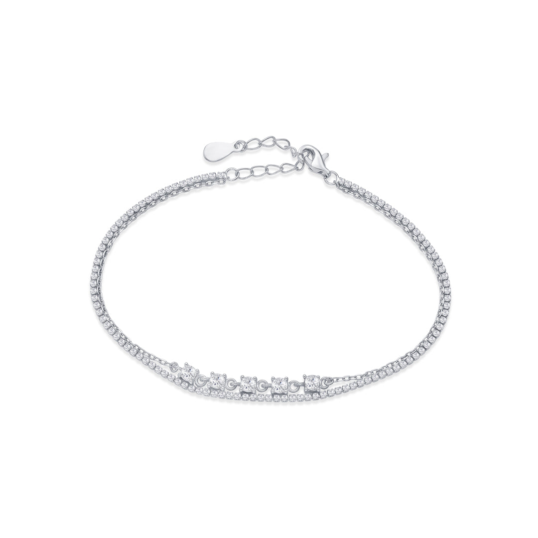 Layered Glimmer 
Flexible Silver Bracelet