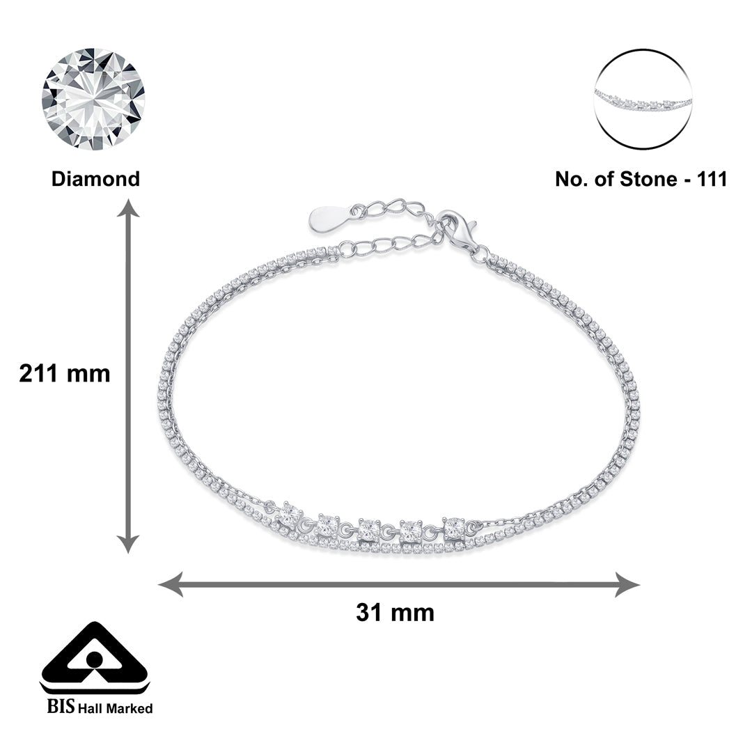 Layered Glimmer 
Flexible Silver Bracelet