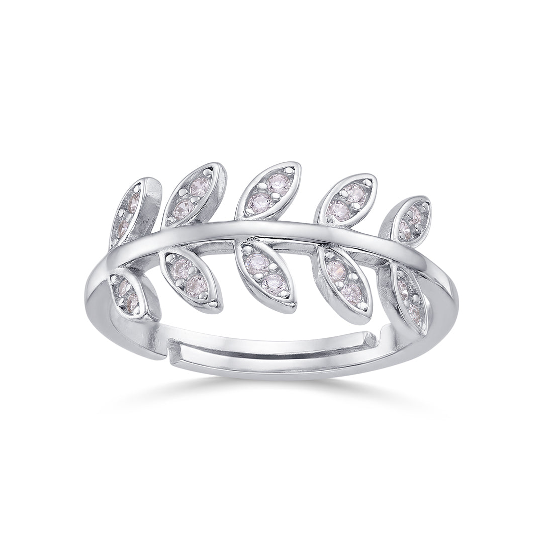Shimmer Leaves Classic Silver Ring