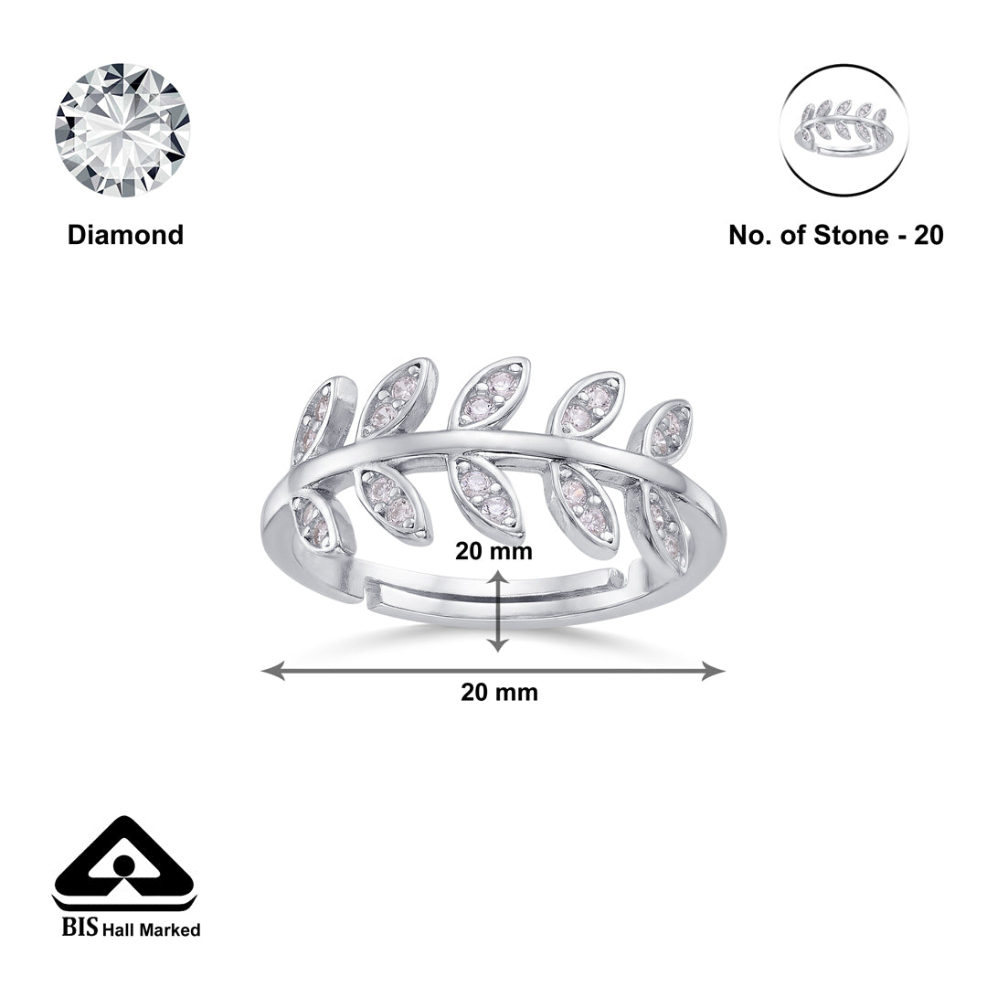 Shimmer Leaves Classic Silver Ring