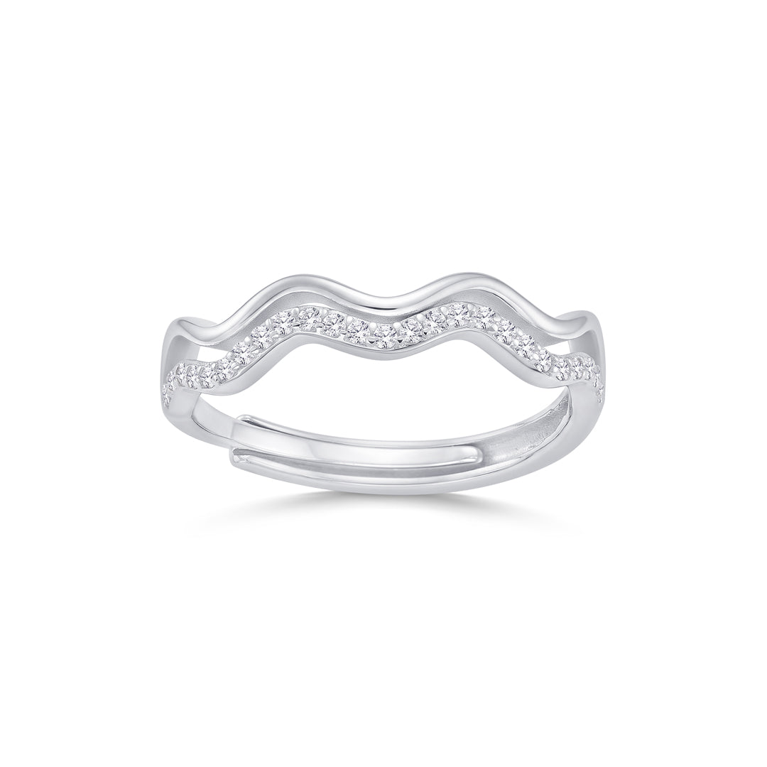 Wavy Gleam Fashion Silver Ring
