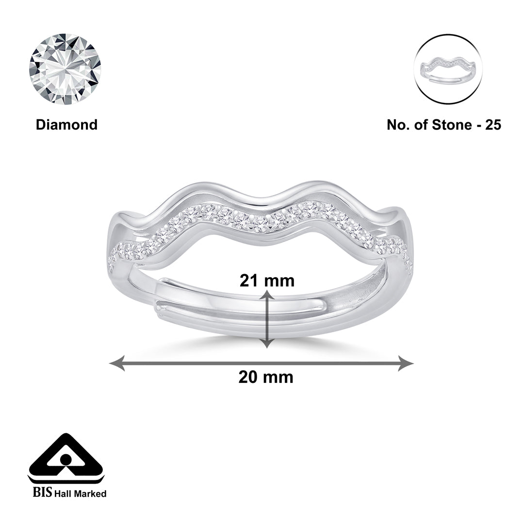 Wavy Gleam Fashion Silver Ring