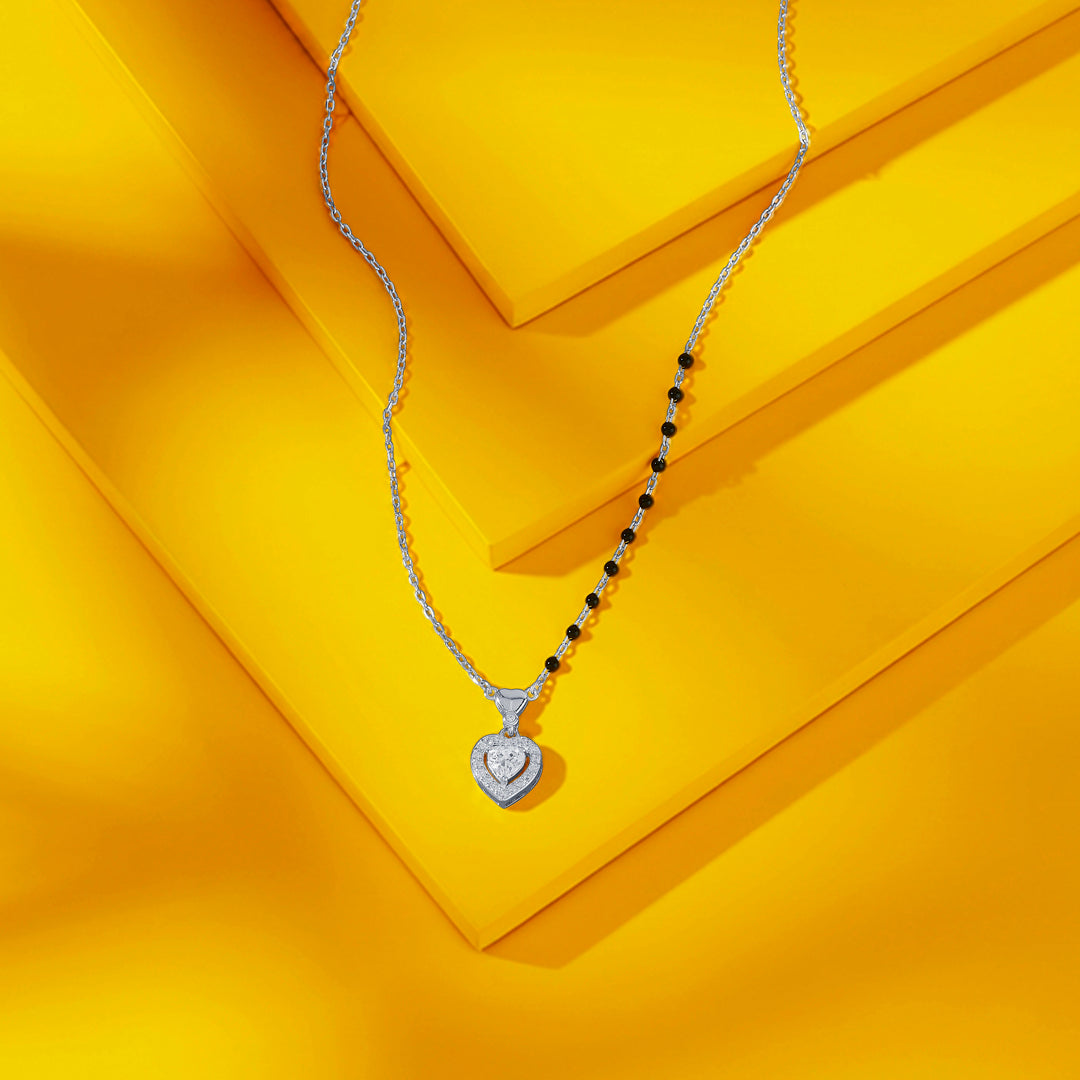 Shiny Heart Silver Mangalsutra