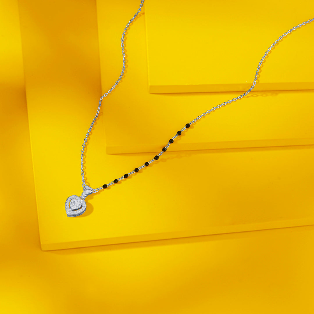 Shiny Heart Silver Mangalsutra
