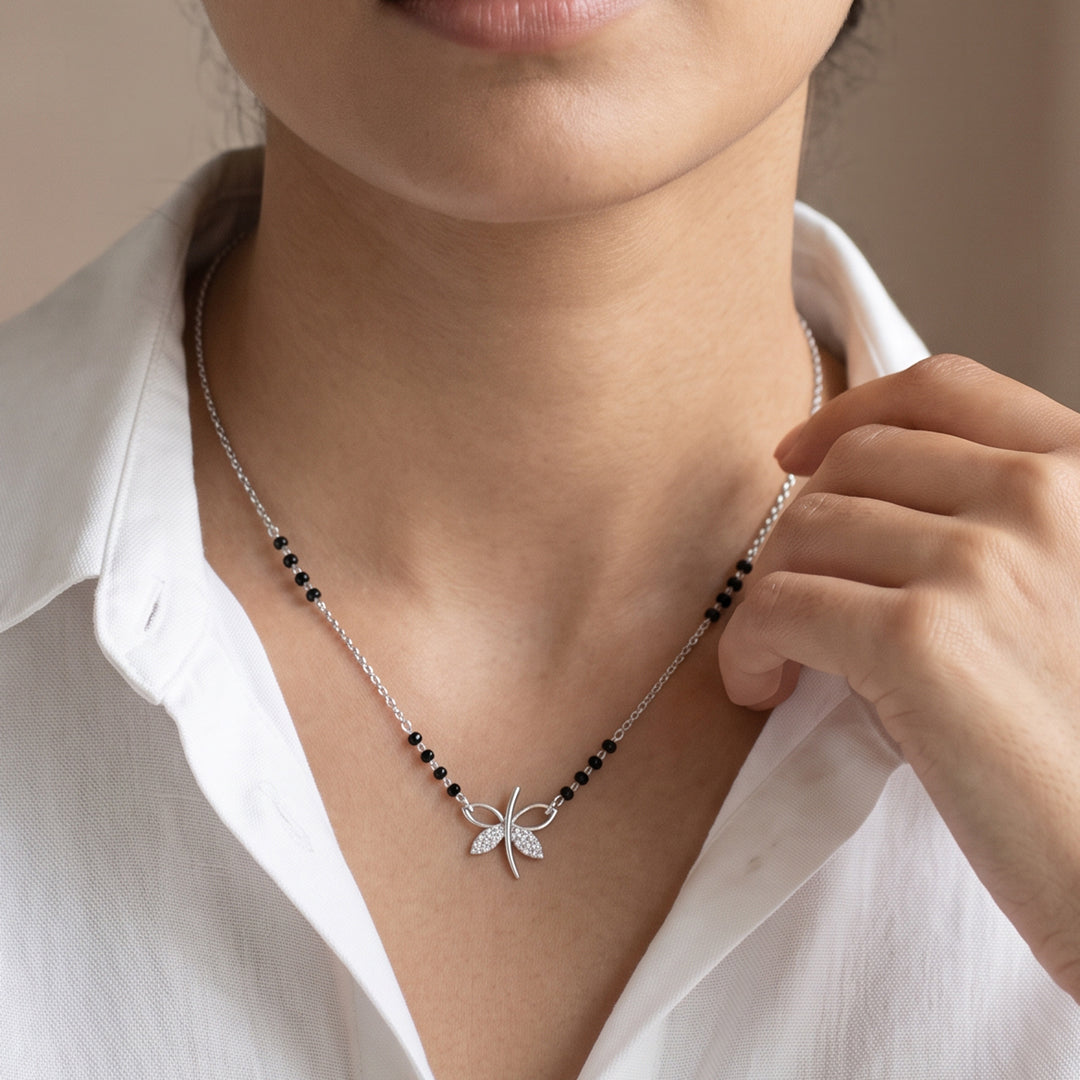 Butterfly Grace Silver Mangalsutra