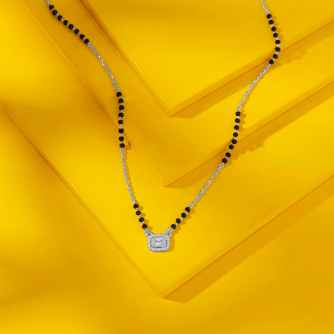 Shimmer Stone Silver Mangalsutra