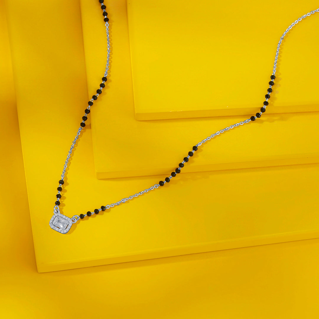 Shimmer Stone Silver Mangalsutra
