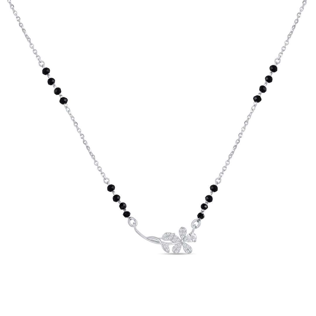 Floral Elegance Silver Mangalsutra