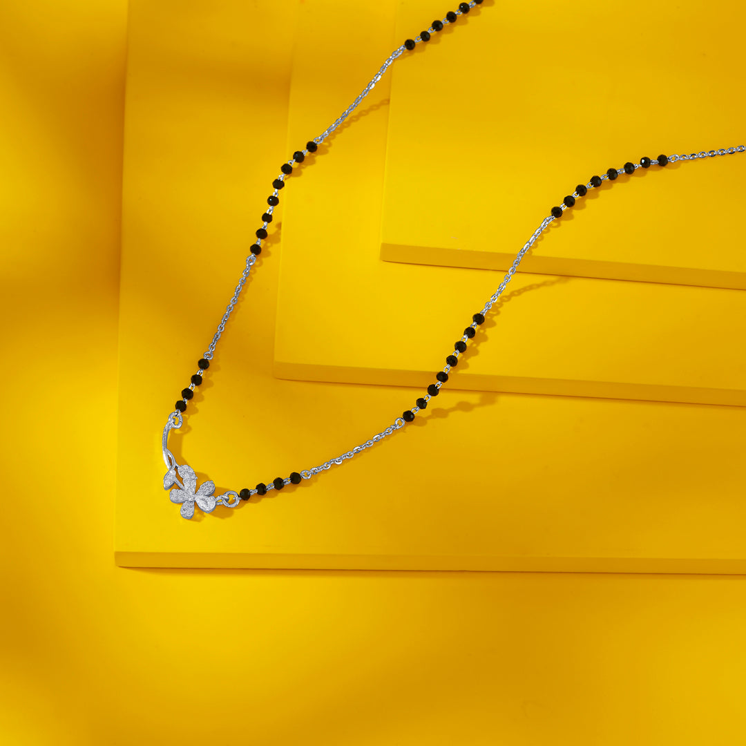 Floral Elegance Silver Mangalsutra