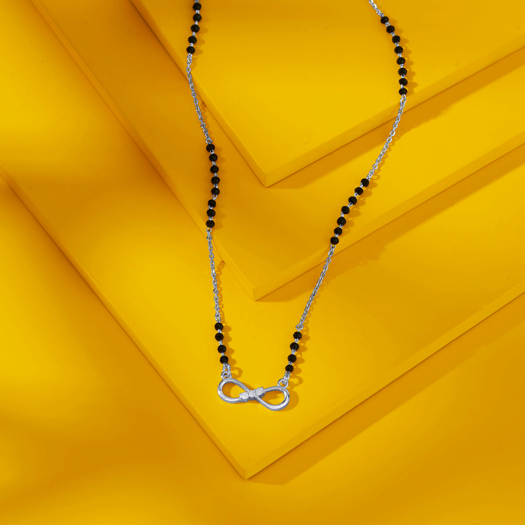 Studded Infinity Silver Mangalsutra