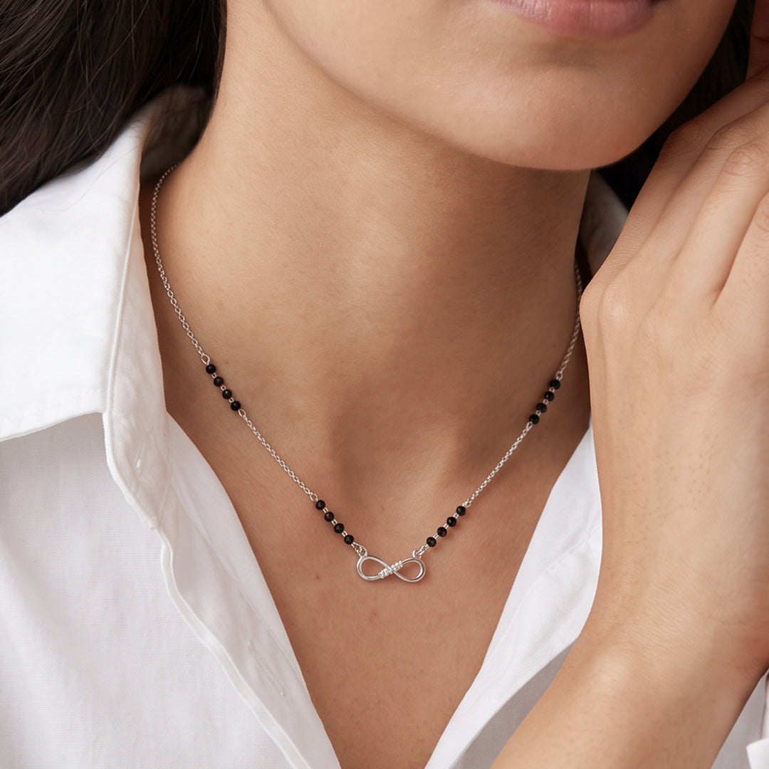 Studded Infinity Silver Mangalsutra