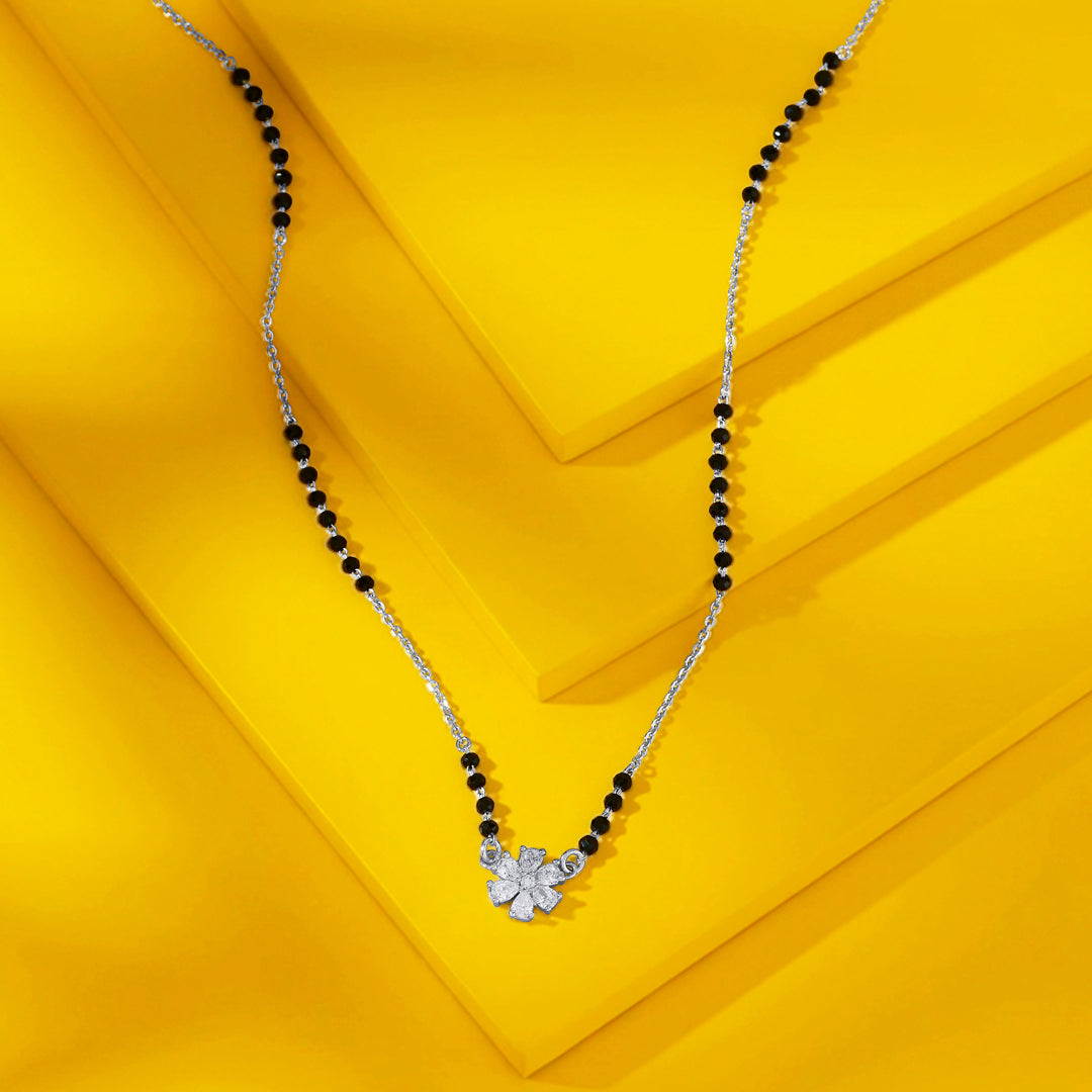 Petal Spark Silver Mangalsutra
