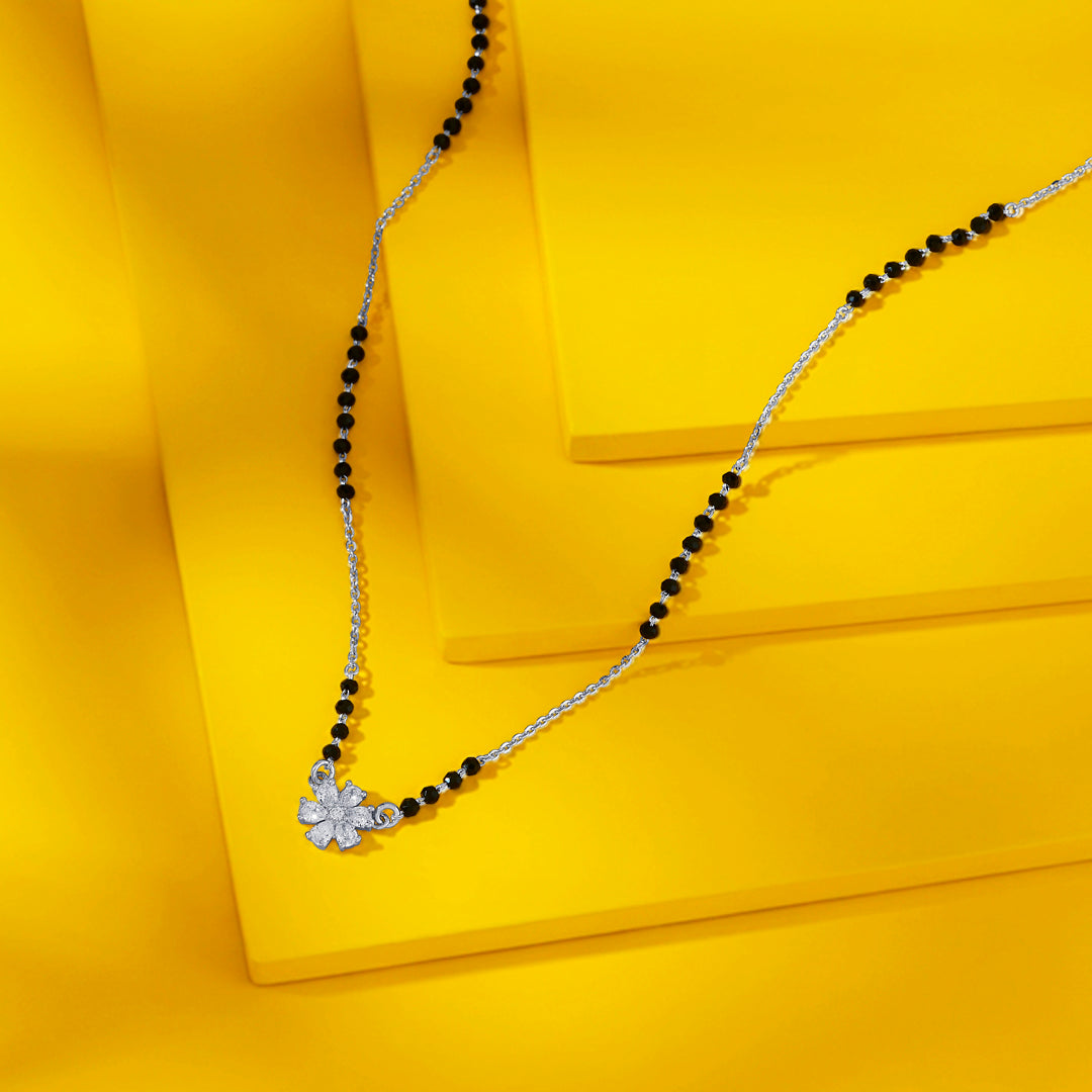 Petal Spark Silver Mangalsutra