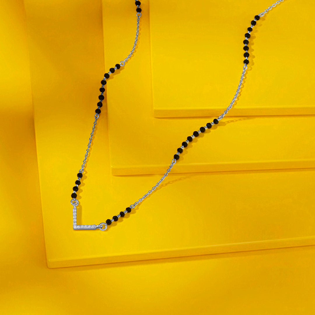 Angular Spark Silver Mangalsutra