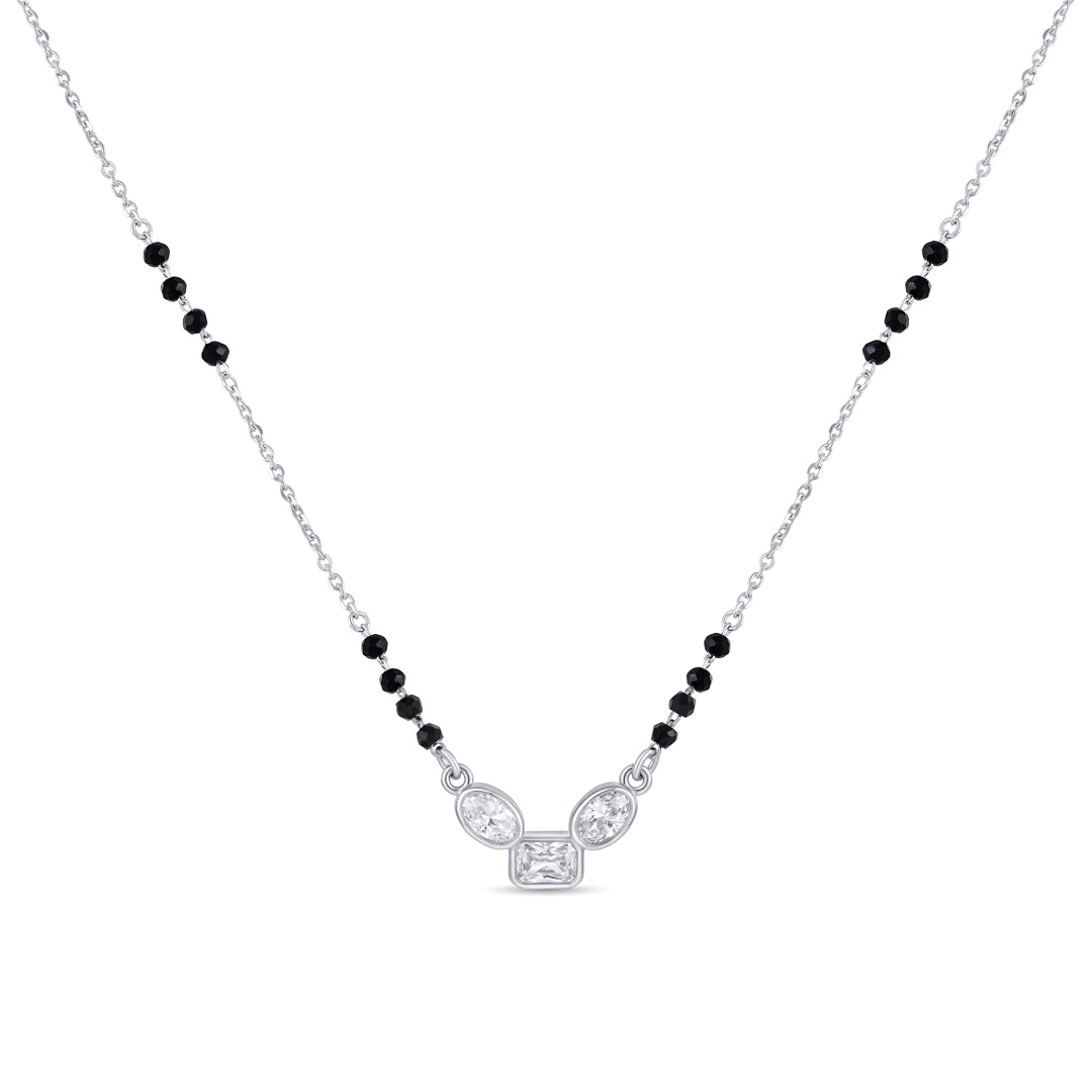 Studded Geometry Silver Mangalsutra