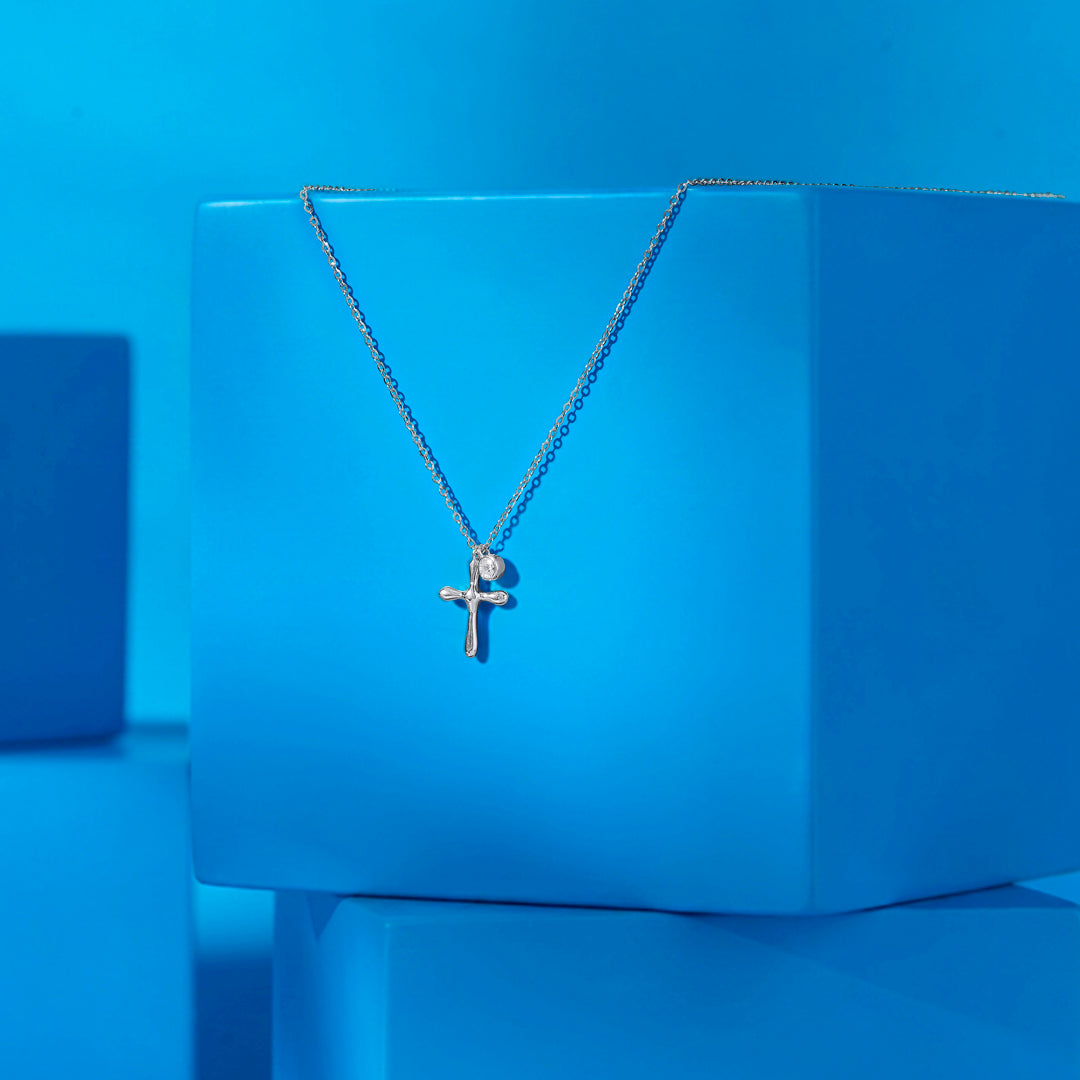 Faith and Prayer Modern Silver Necklace