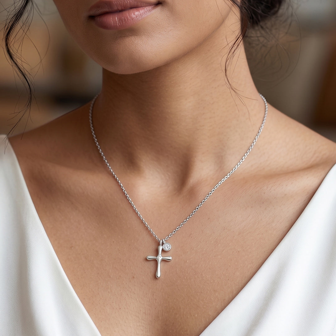 Faith and Prayer Modern Silver Necklace