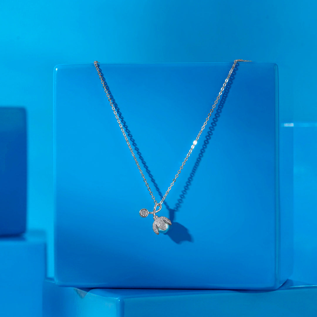 Tsushima Blue Modern Silver Necklace
