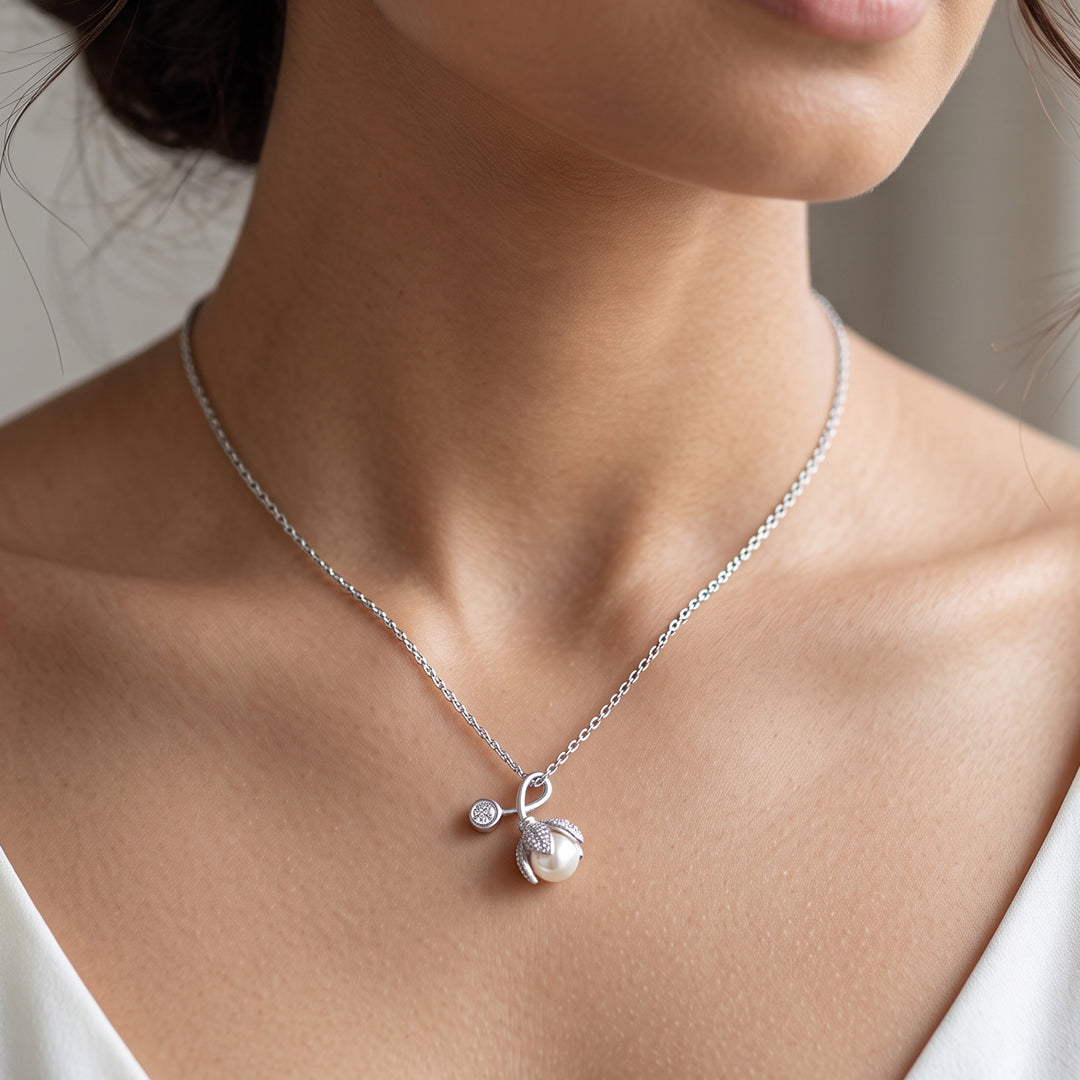 Tsushima Blue Modern Silver Necklace
