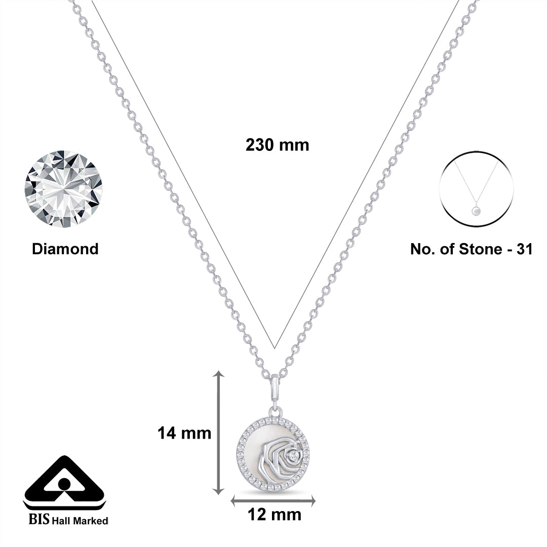 Radiant Rose Modern Silver Necklace