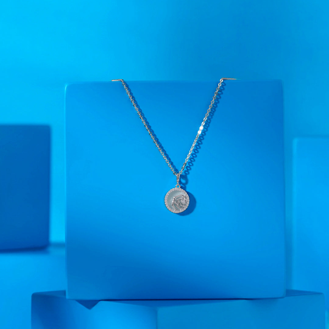 Radiant Rose Modern Silver Necklace