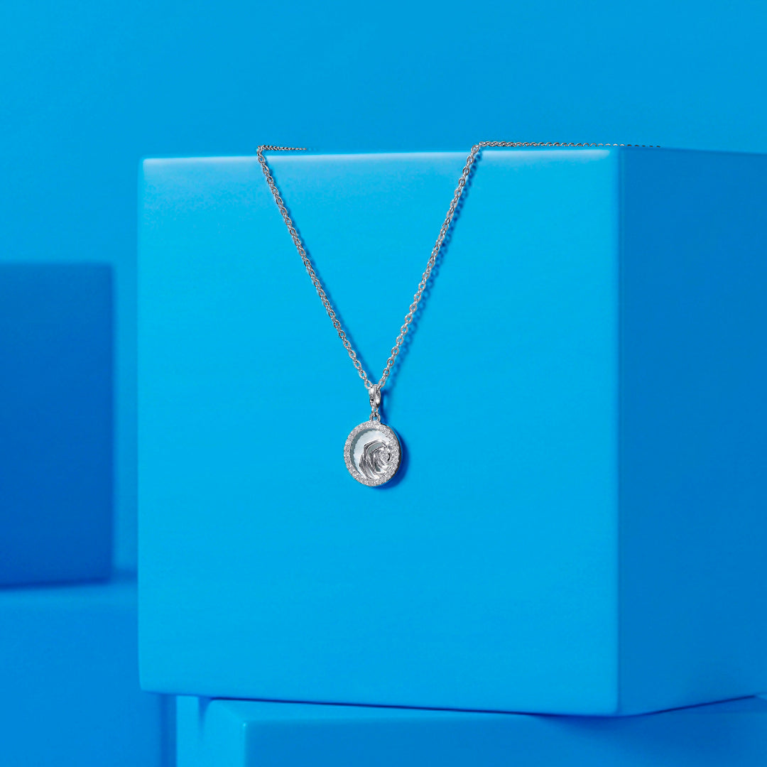Radiant Rose Modern Silver Necklace
