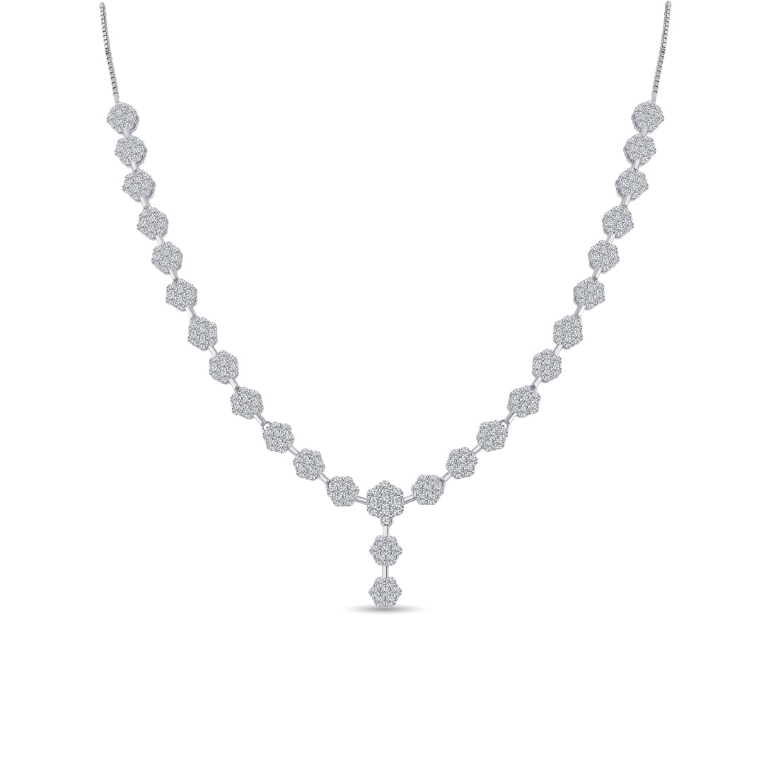 Floral Links Silver Necklace set