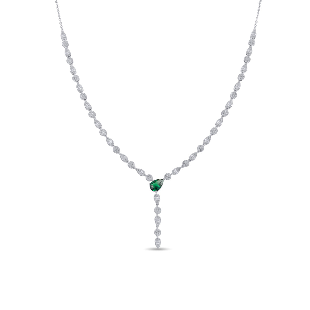 Emerald Green Silver Necklace set