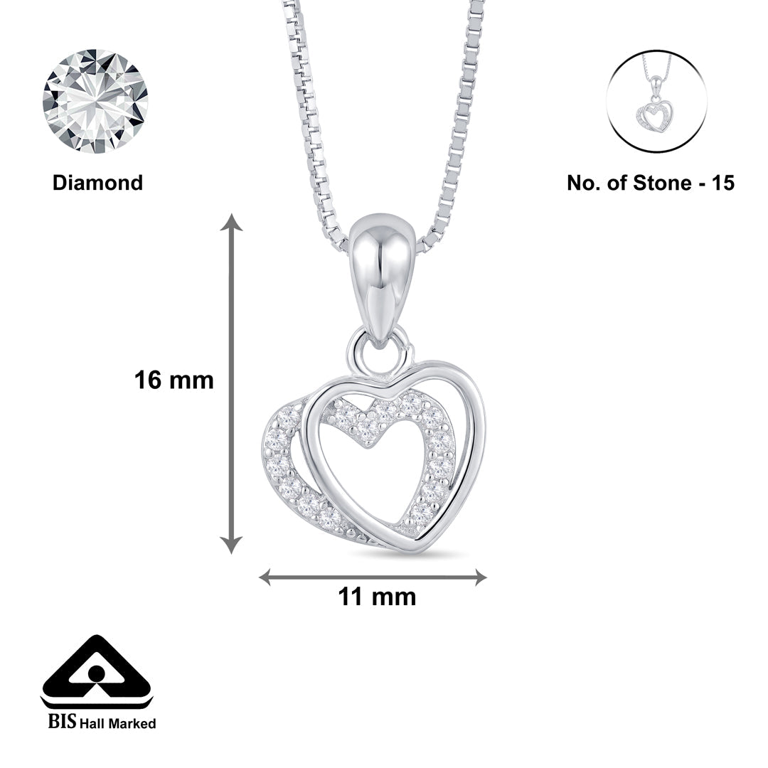 Heart Overlay Silver Pendant