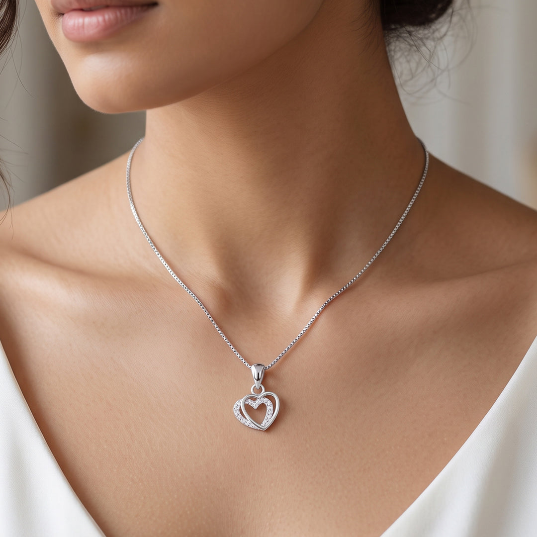 Heart Overlay Silver Pendant