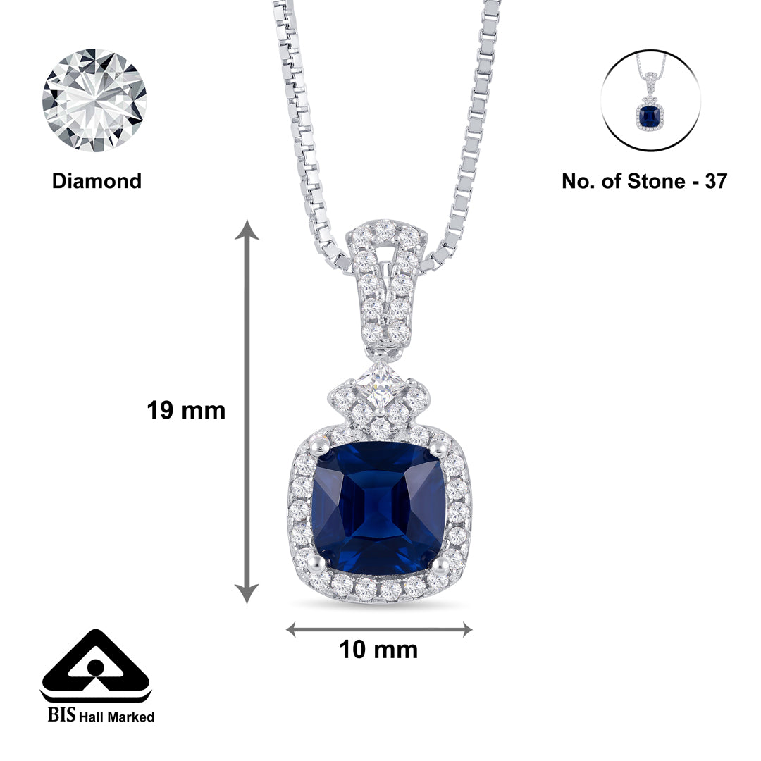 Saphire Blue Silver Pendant Set