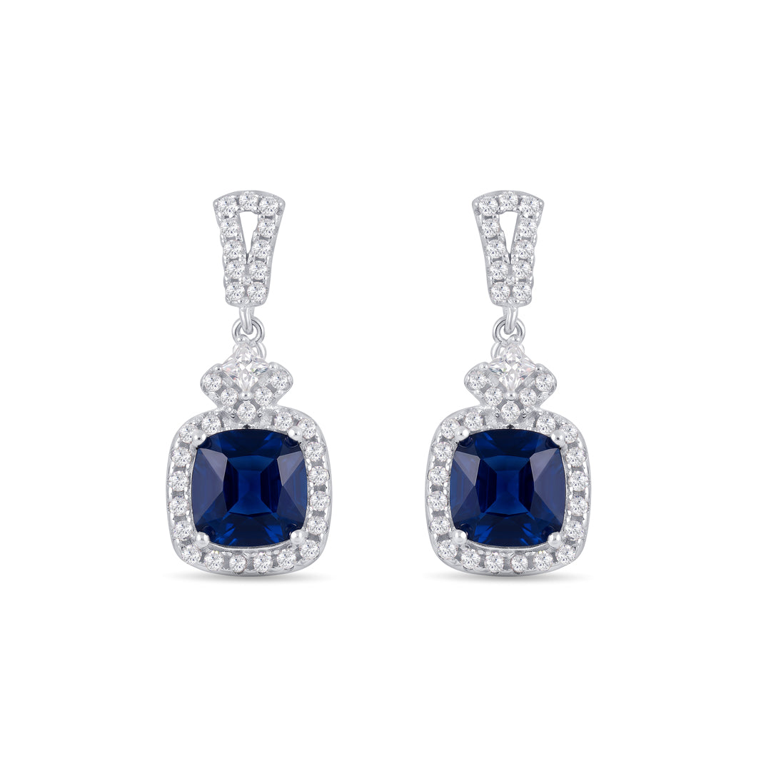 Saphire Blue Silver Pendant Set