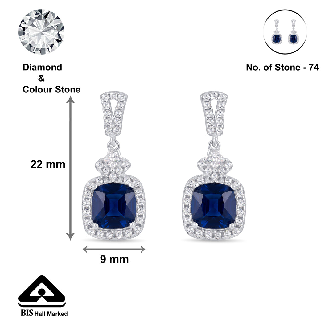 Saphire Blue Silver Pendant Set