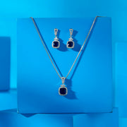 Saphire Blue Silver Pendant Set