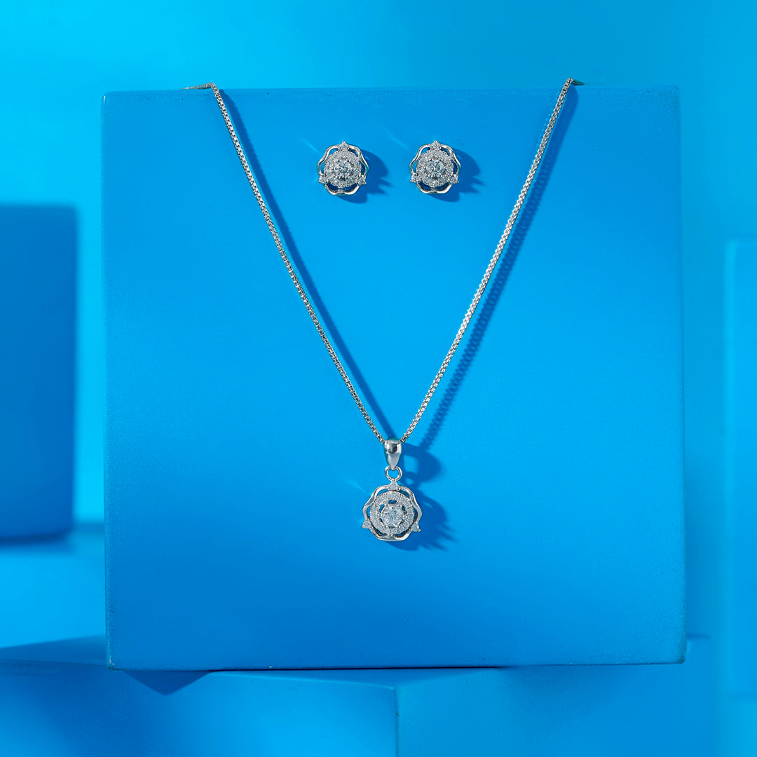 Lotus Spark Silver Pendant Set