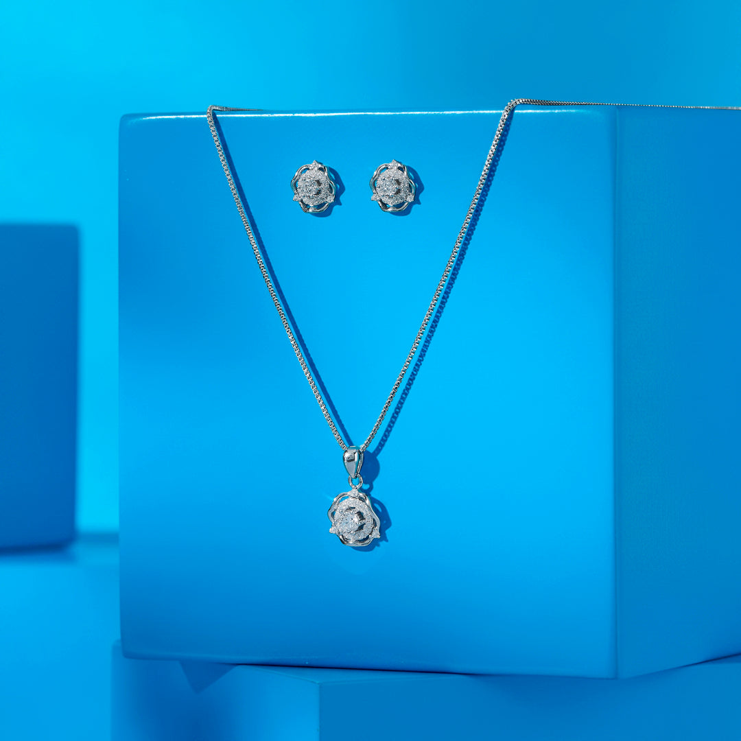 Lotus Spark Silver Pendant Set