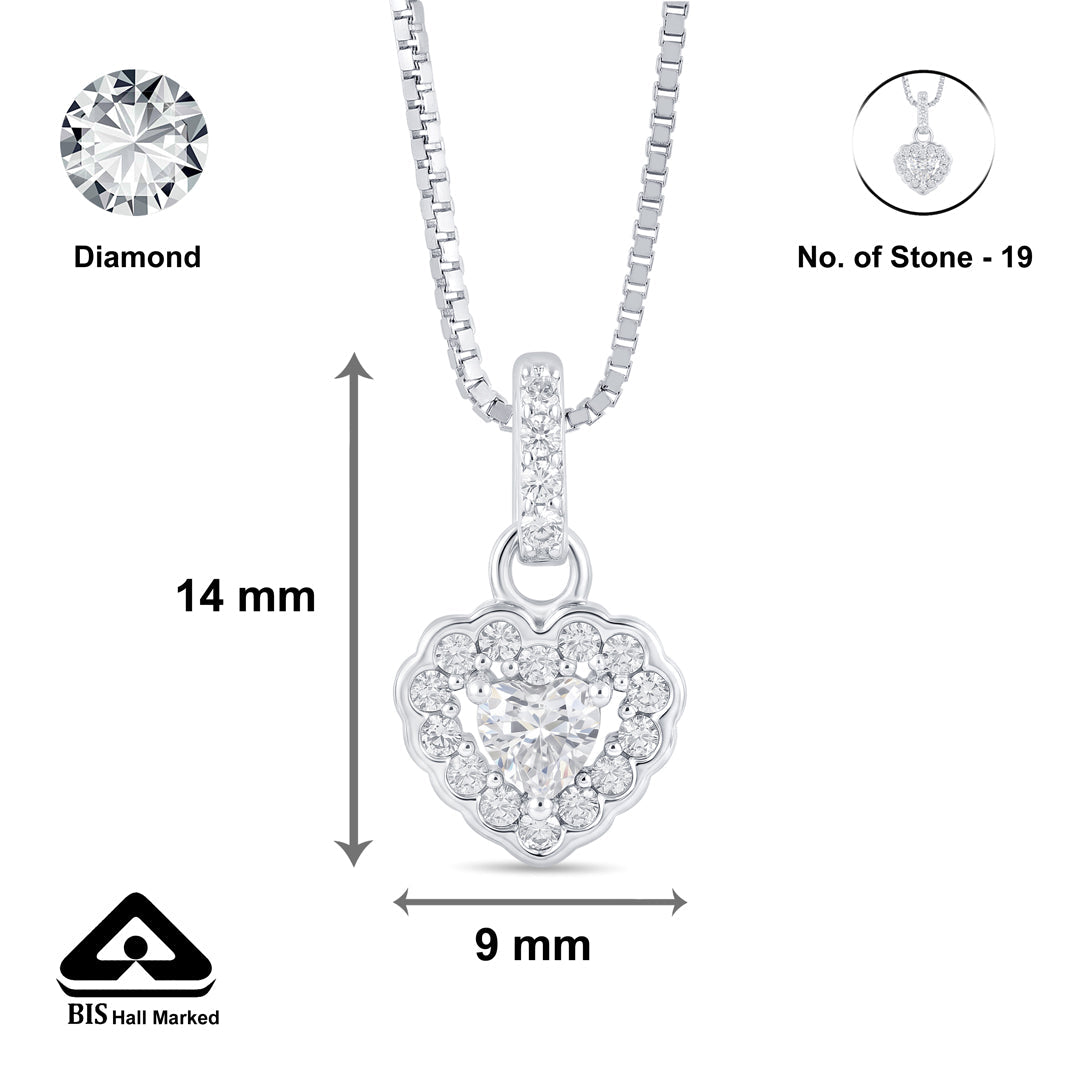 Studded Heart Silver Pendant Set