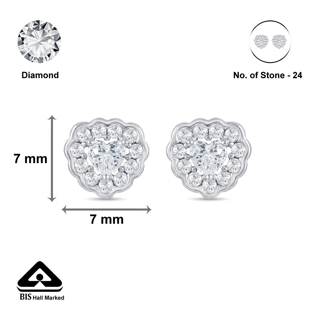 Studded Heart Silver Pendant Set