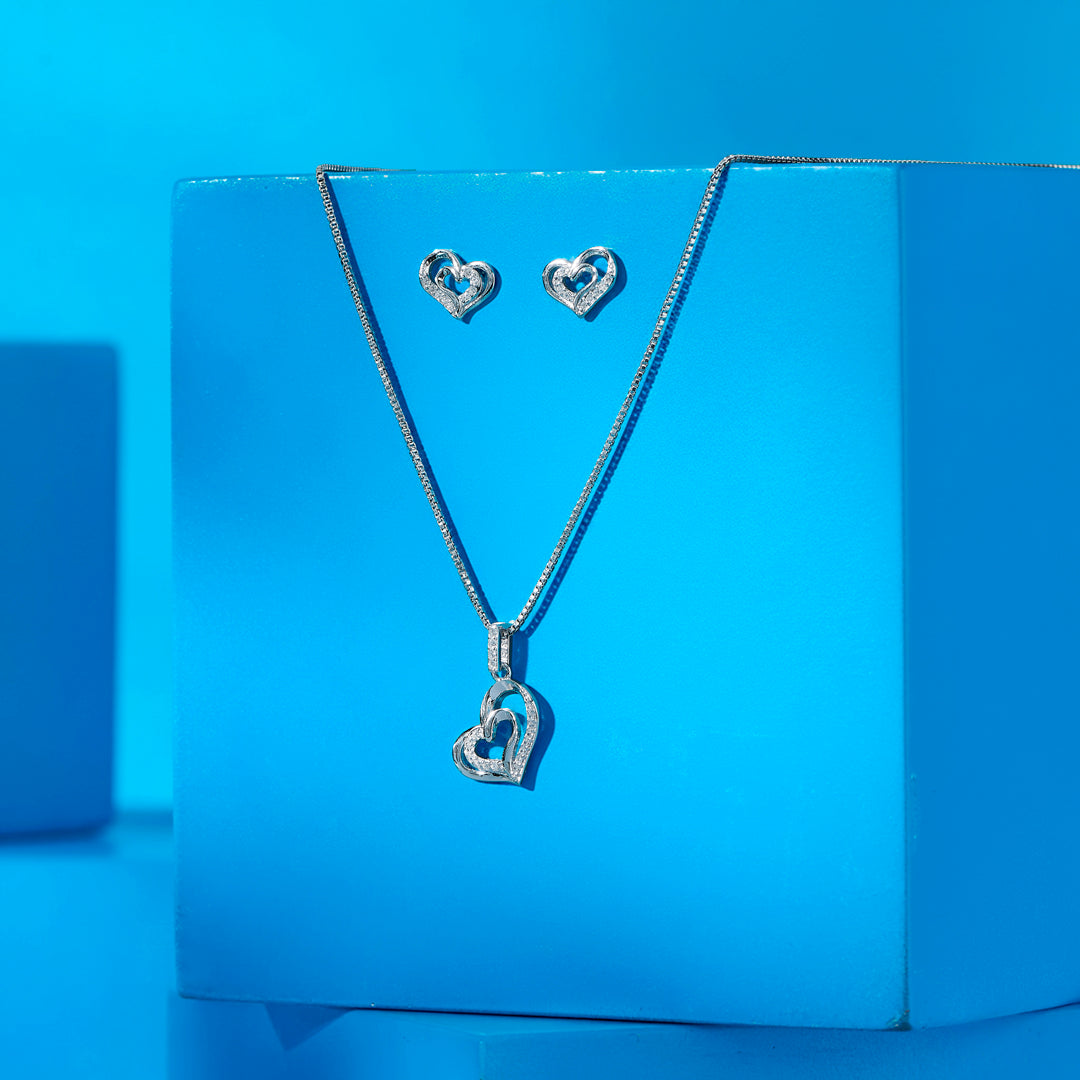 Heart Elegance Silver Pendant Set