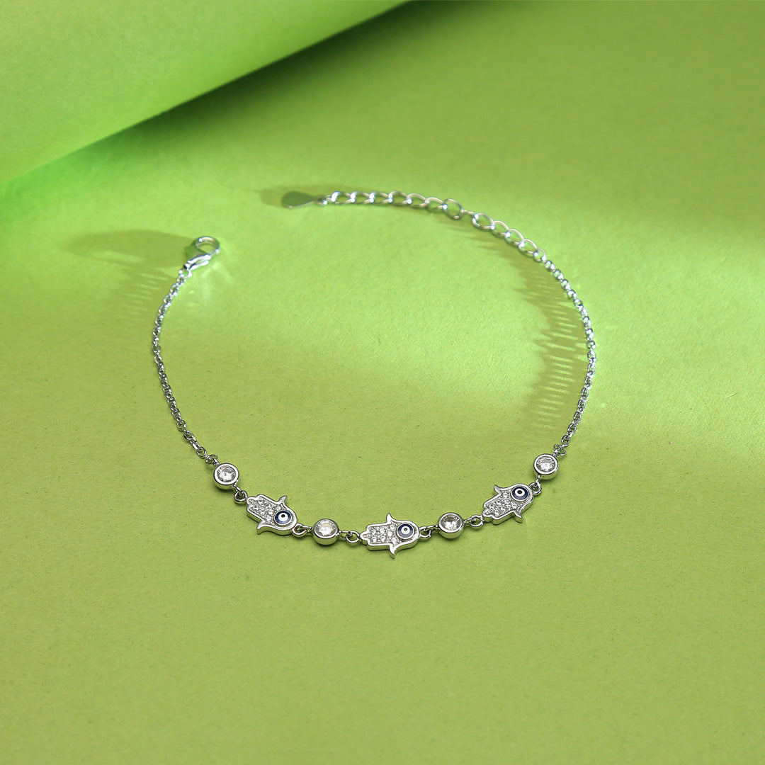 Protective Hamsa Adjustment Silver Bracelets
