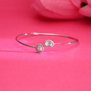 Stone Studded Oval Silver Bracelets